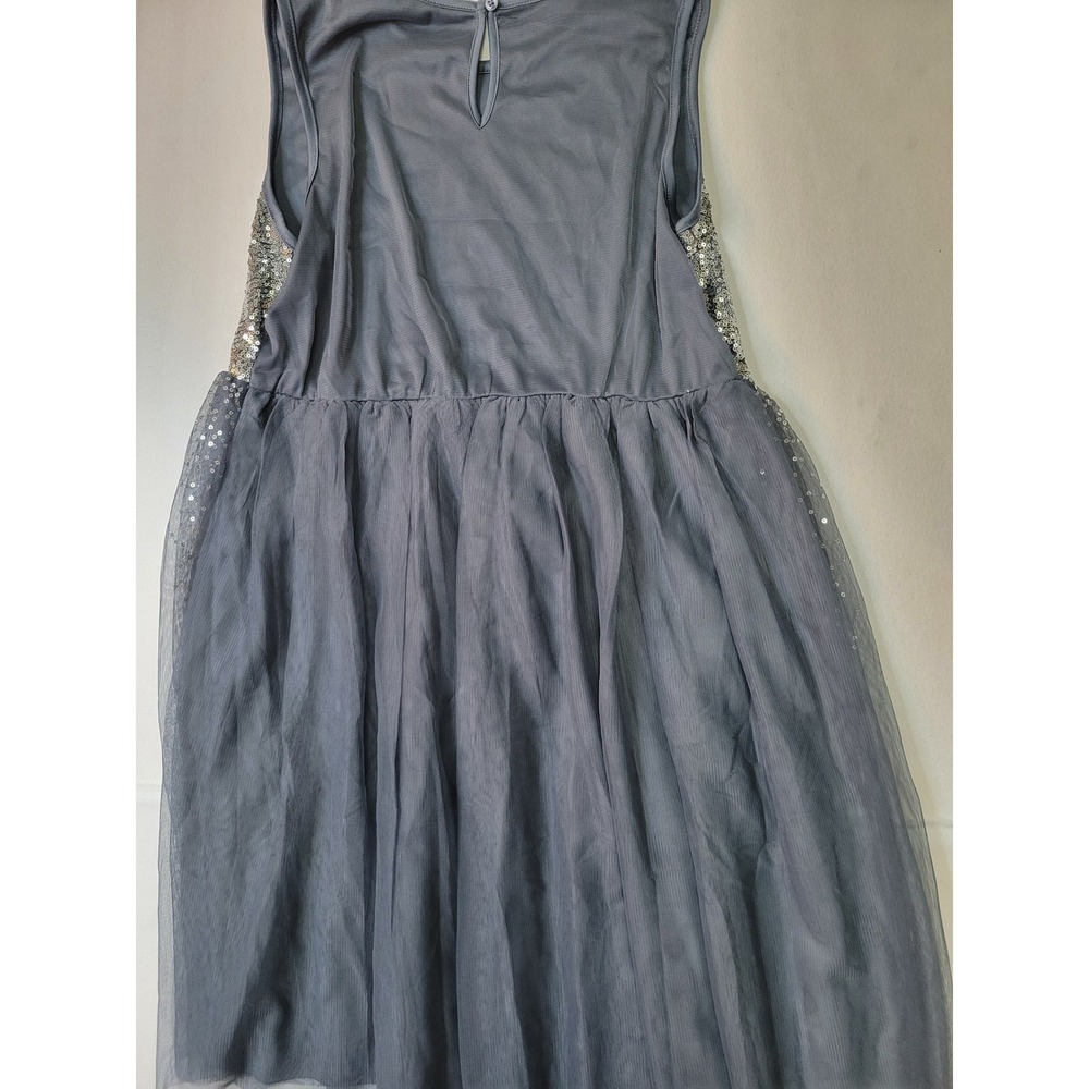Wonder Nation Girls XL 14-16 Plus Gray Sequin Tulle Sleeveless Party Dress 2322